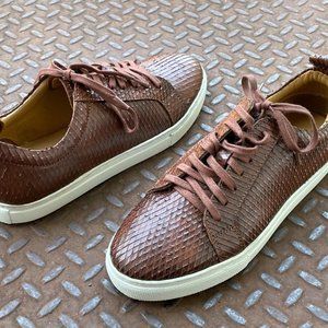 J.Shoes Men Shoes Brown Leather Snake Pattern Upper Lace Up Casual Shoes Size 9